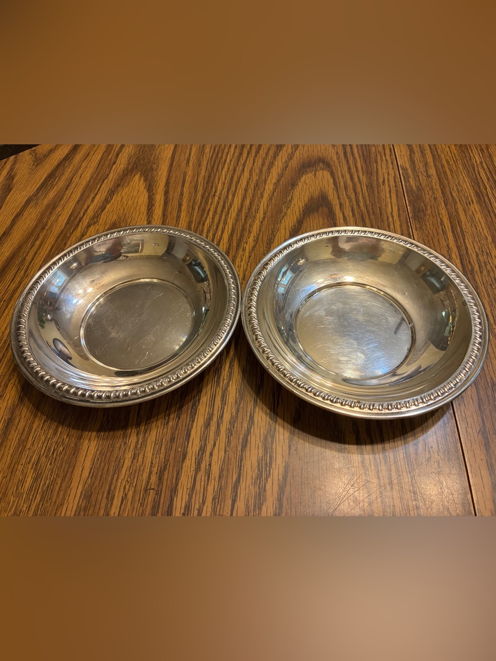 Vintage Silver Plate by Herald 5.5" Diameter Bowls with Roped Edge
- Set of 2